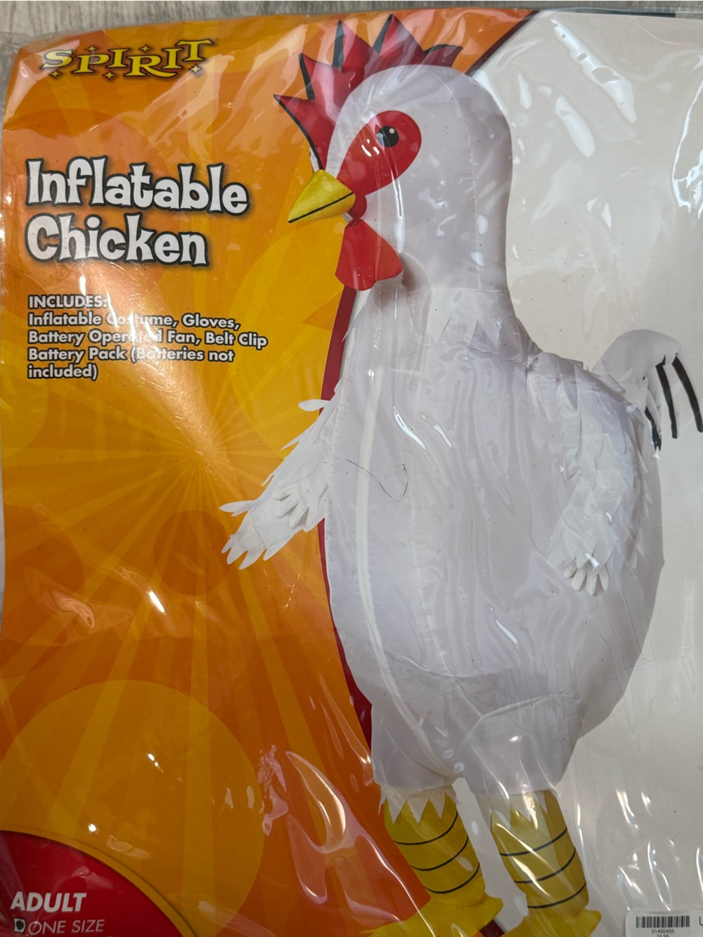 Spirit White, Red & Yellow Inflatable Chicken Hat